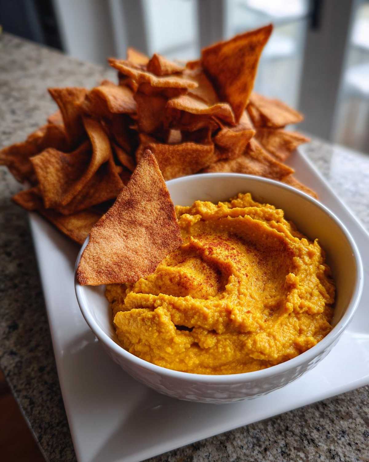 Pumpkin Hummus with Cinnamon Pita Chips - detail 3