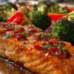 Sheet Pan Maple-Dijon Glazed Salmon and Veggies