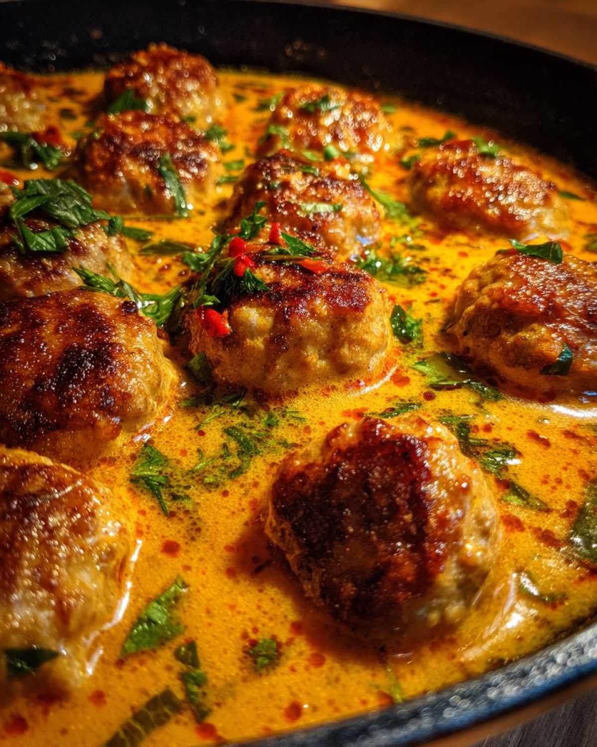 Skillet Turkey Meatballs in Pumpkin Curry Sauce - detail 2