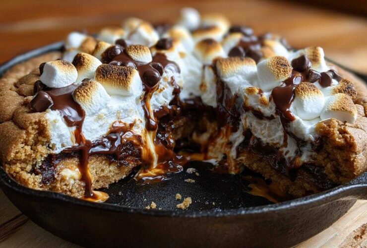 S’mores Stuffed Skillet Cookie