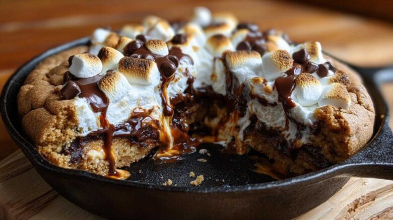 S’mores Stuffed Skillet Cookie