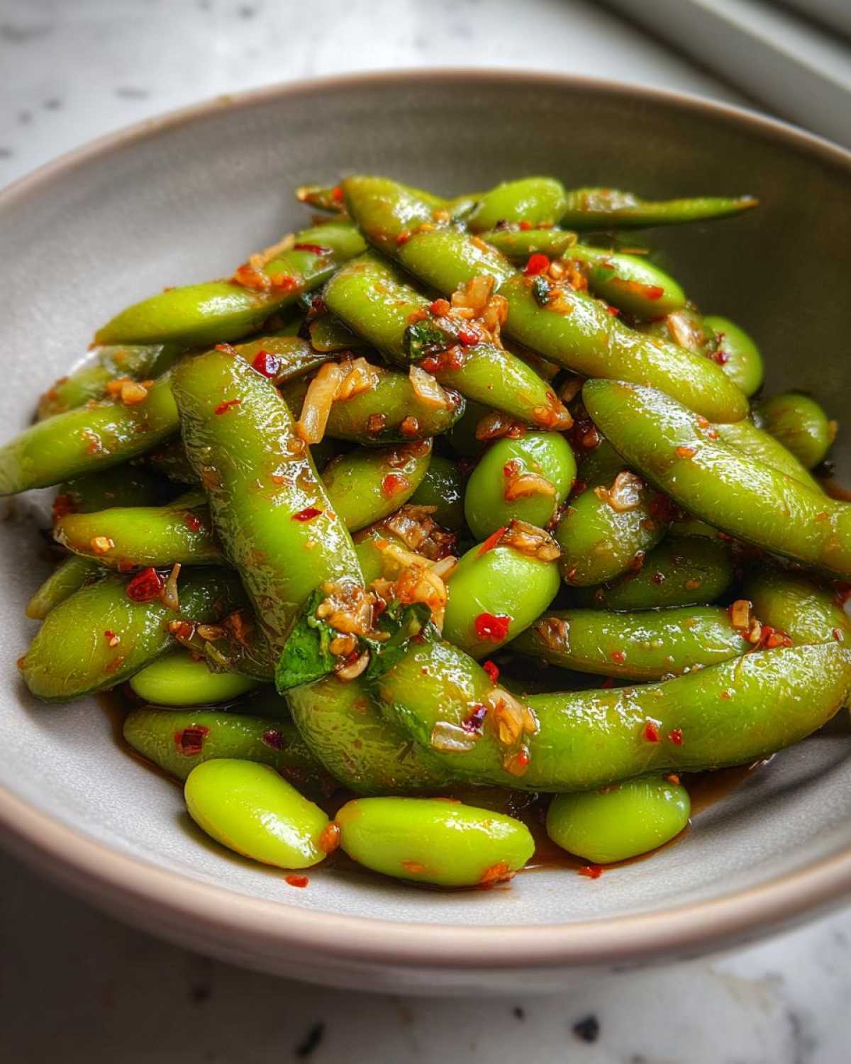 Spicy Garlic Edamame (Addictive Snack) - detail 1