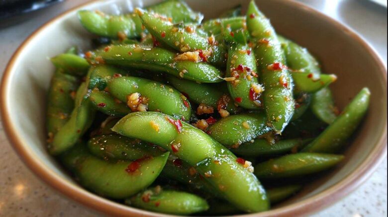Spicy Garlic Edamame (Addictive Snack)