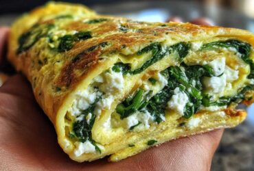 Spinach Feta Omelette Roll-Up (Low Carb Breakfast)