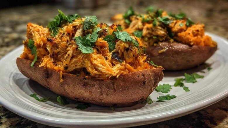 Whole30 BBQ Chicken Stuffed Sweet Potatoes
