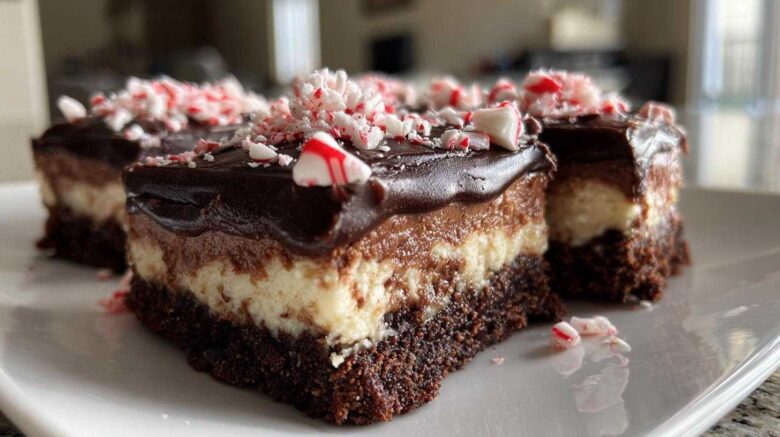 Chocolate Peppermint Cheesecake Bars