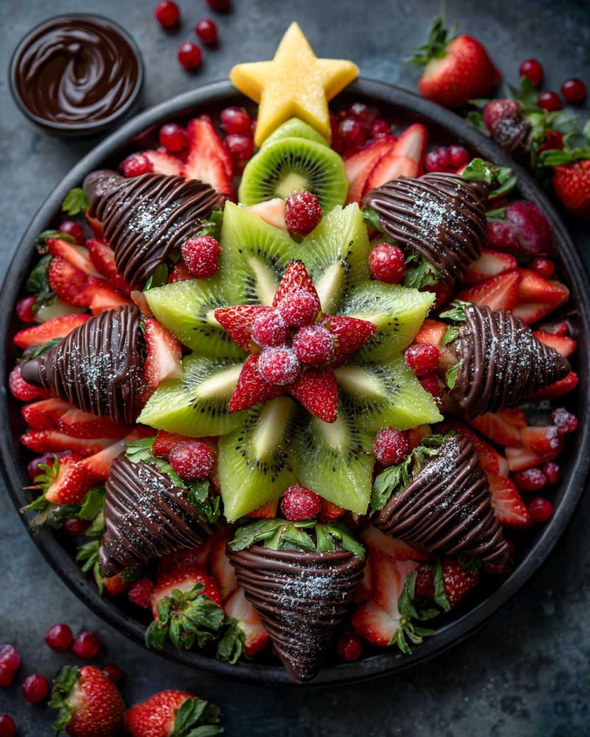 Christmas Tree Fruit Platter with Chocolate Drizzle - detail 3