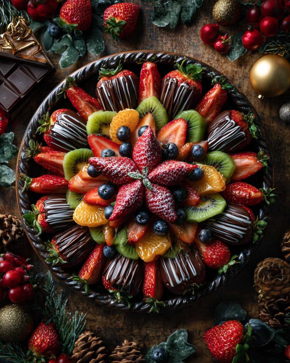 Christmas Tree Fruit Platter with Chocolate Drizzle - detail 4