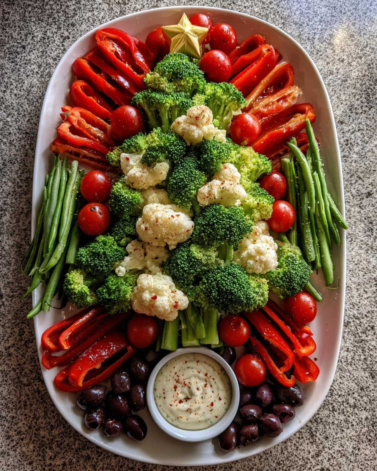 Christmas Tree Veggie Tray Platter - detail 3