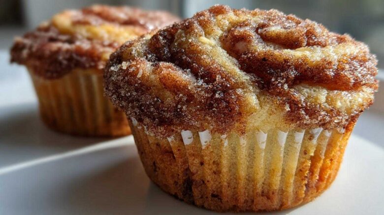 Cinnamon Roll Eggnog Muffins