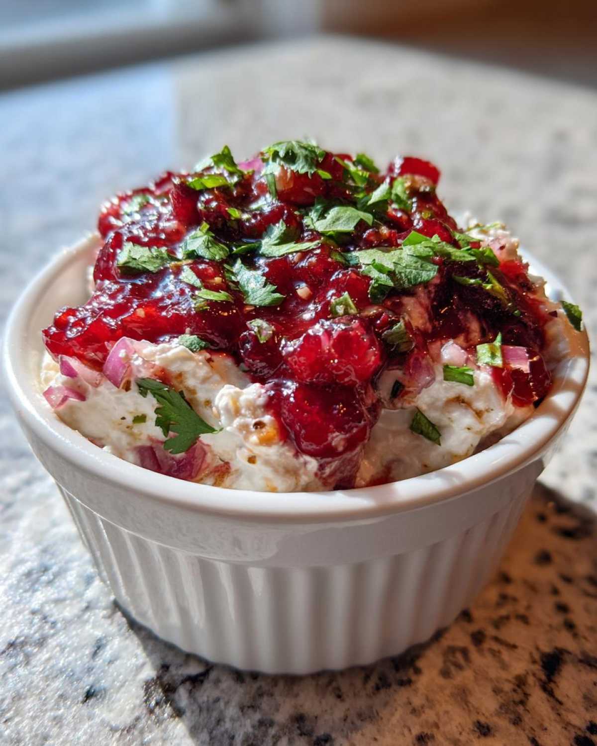 Cranberry Jalapeño Cream Cheese Holiday Dip - detail 2