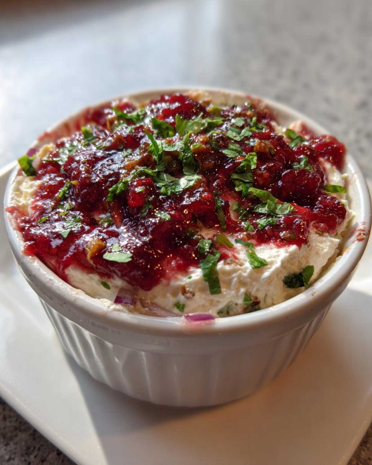 Cranberry Jalapeño Cream Cheese Holiday Dip - detail 3