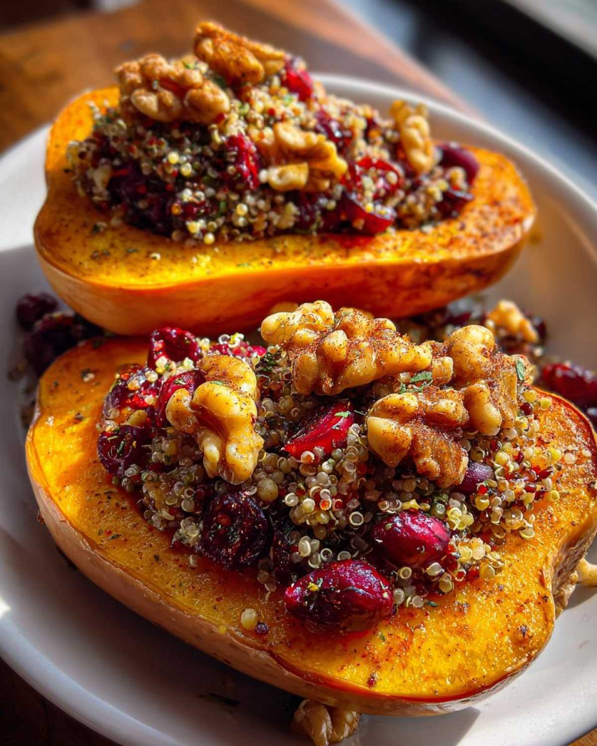 Cranberry Walnut Stuffed Squash (Vegan) - detail 1