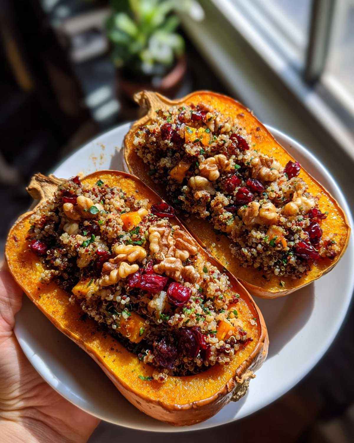 Cranberry Walnut Stuffed Squash (Vegan) - detail 2