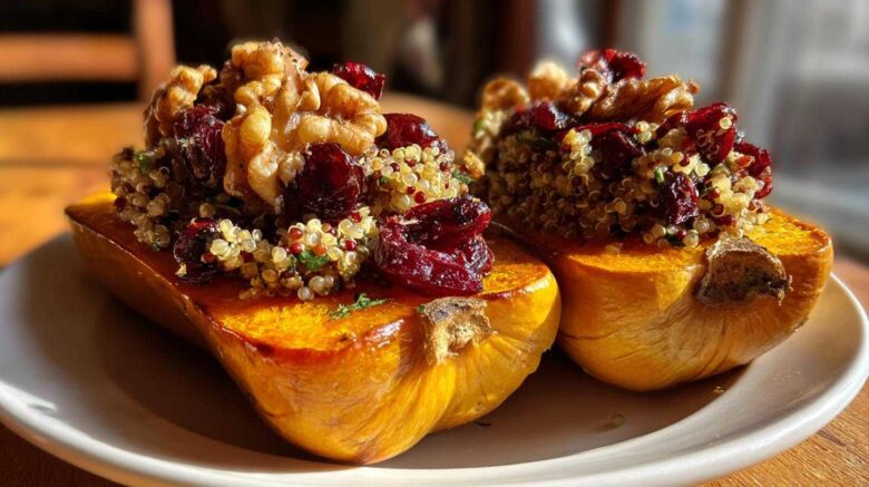 Cranberry Walnut Stuffed Squash (Vegan)