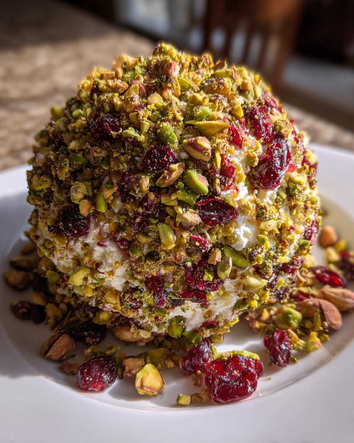 Festive Cheese Ball with Pistachios and Cranberries - detail 2