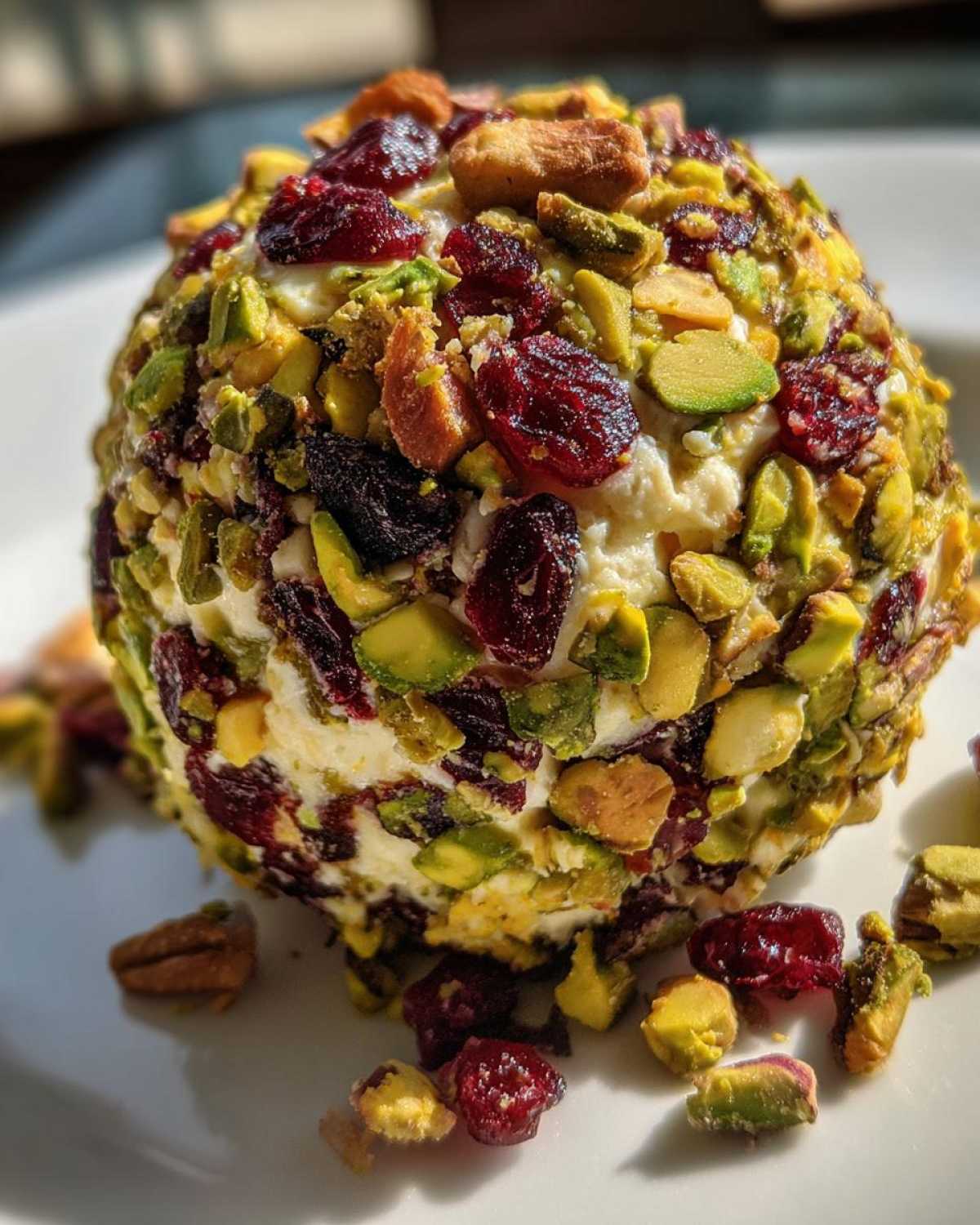 Festive Cheese Ball with Pistachios and Cranberries - detail 3