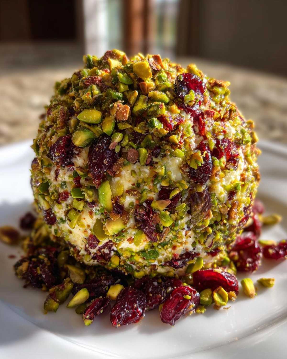 Festive Cheese Ball with Pistachios and Cranberries - detail 4