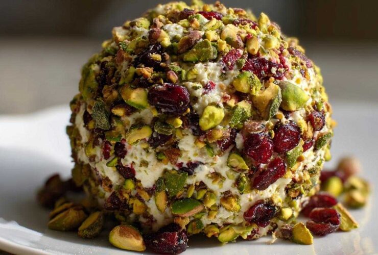 Festive Cheese Ball with Pistachios and Cranberries