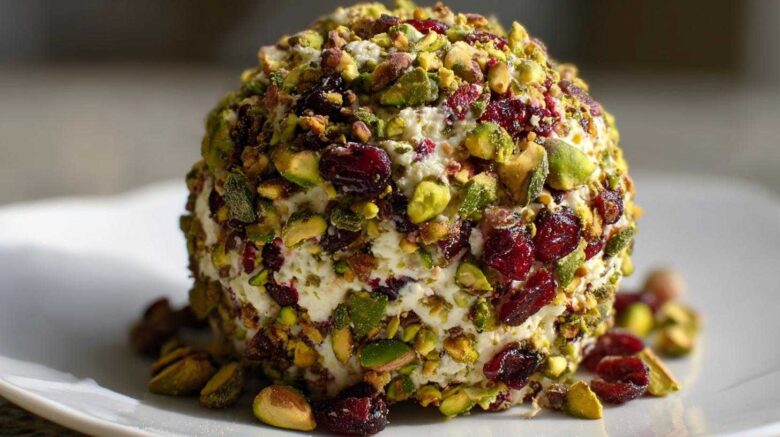 Festive Cheese Ball with Pistachios and Cranberries