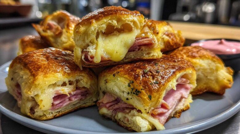 Ham and Cheese Sliders with Cranberry Aioli