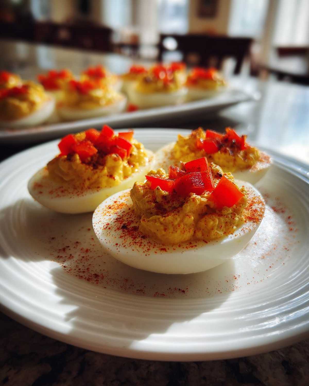 Holiday Deviled Eggs with Red Peppers - detail 1