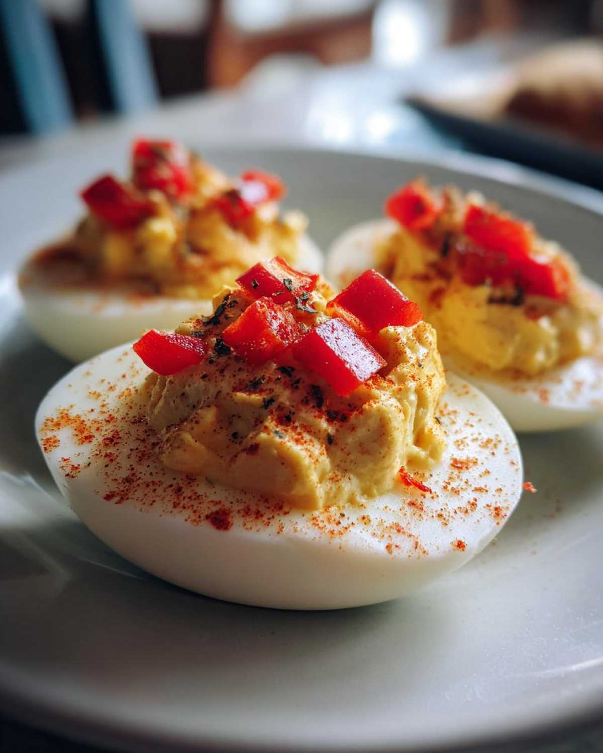 Holiday Deviled Eggs with Red Peppers - detail 2