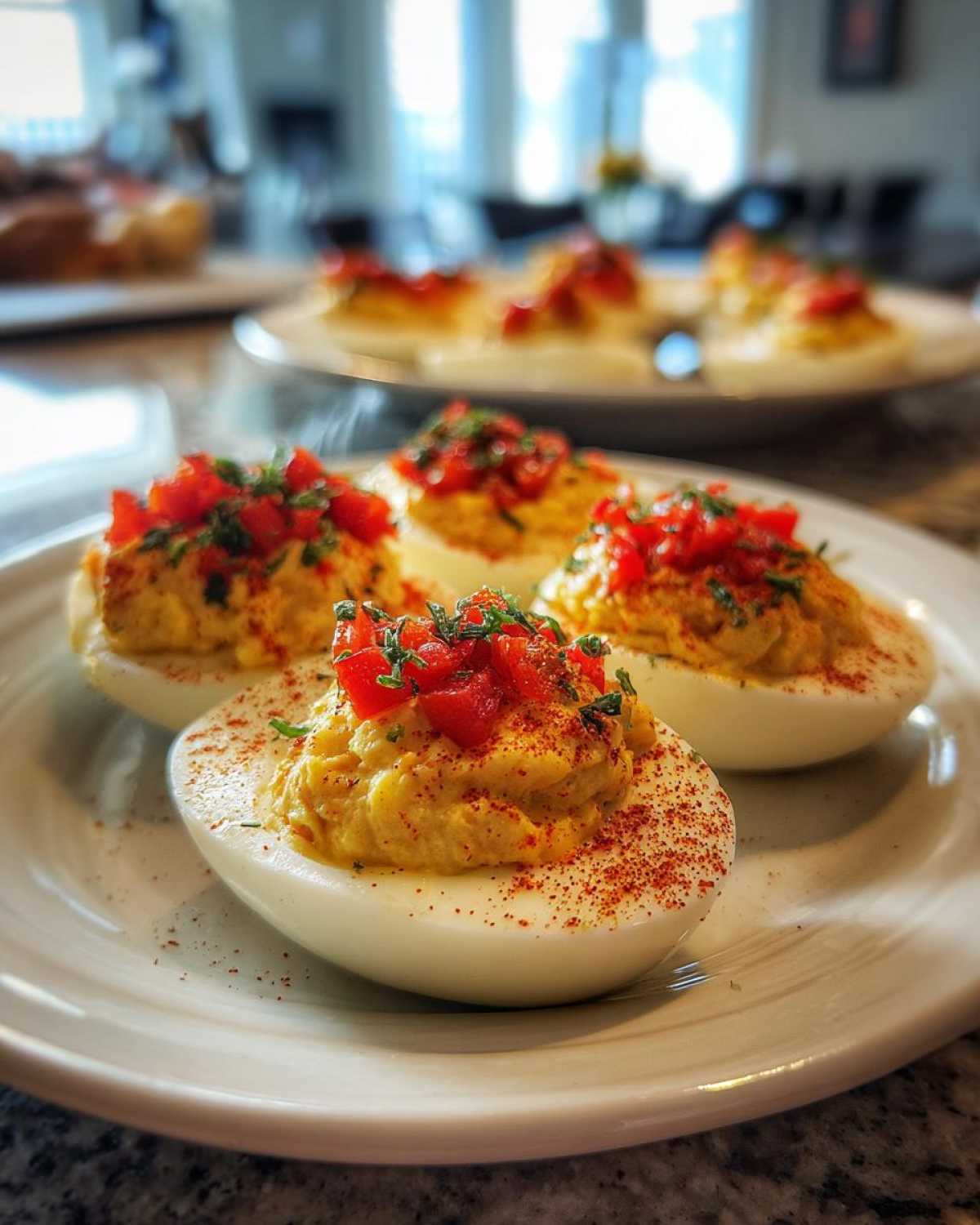 Holiday Deviled Eggs with Red Peppers - detail 3