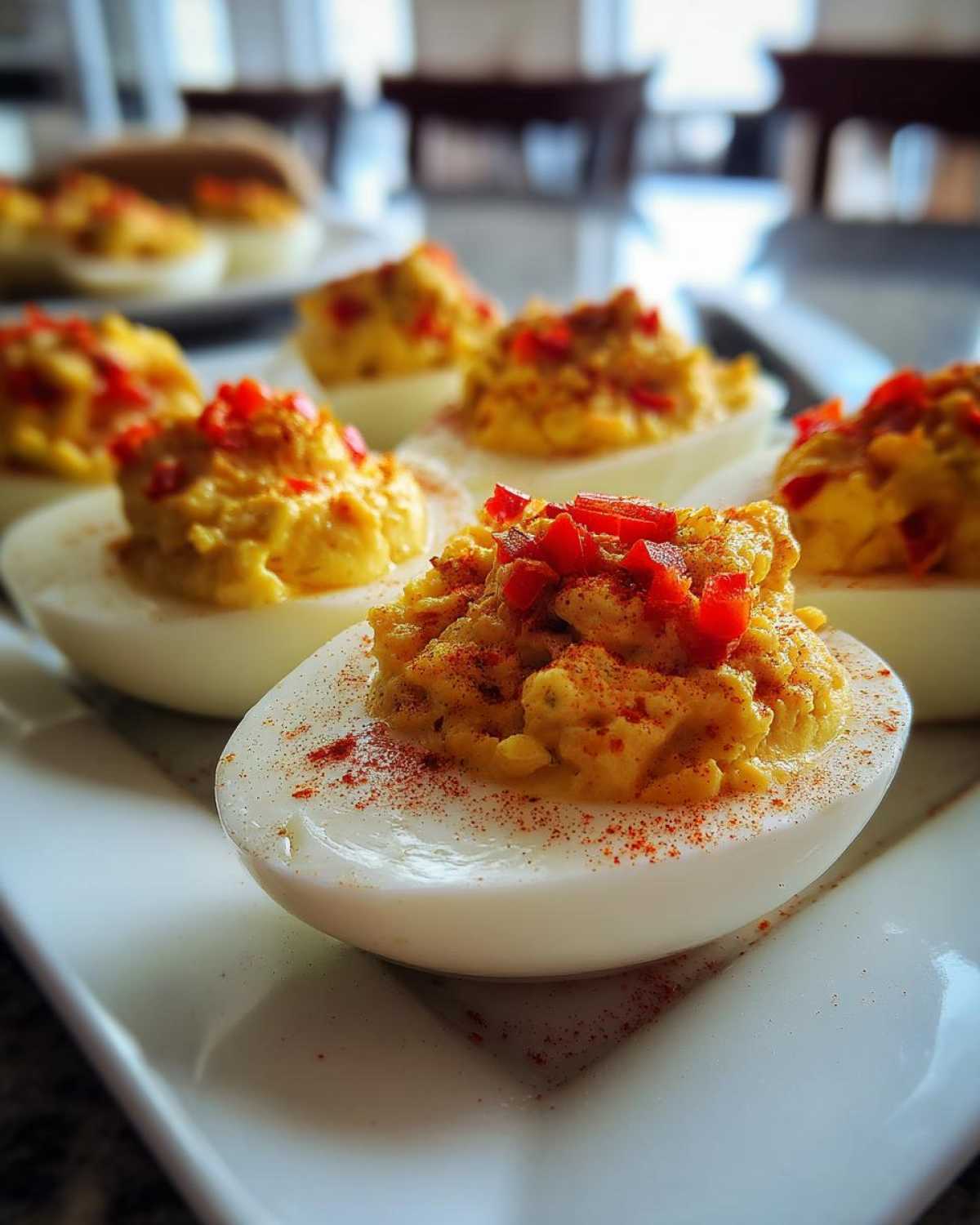 Holiday Deviled Eggs with Red Peppers - detail 4