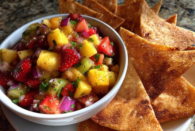 Holiday Fruit Salsa with Cinnamon Sugar Chips