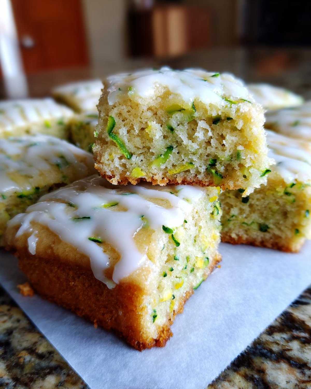 Lemon Zucchini Bars with Glaze - detail 2