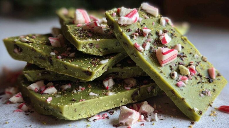 Matcha and Mint Peppermint Bark