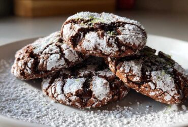 Mint Chocolate Crinkle Cookies