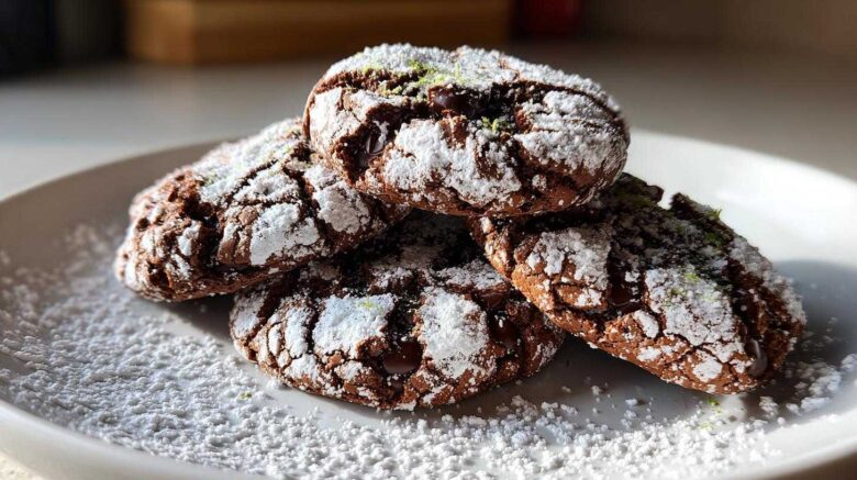 Mint Chocolate Crinkle Cookies