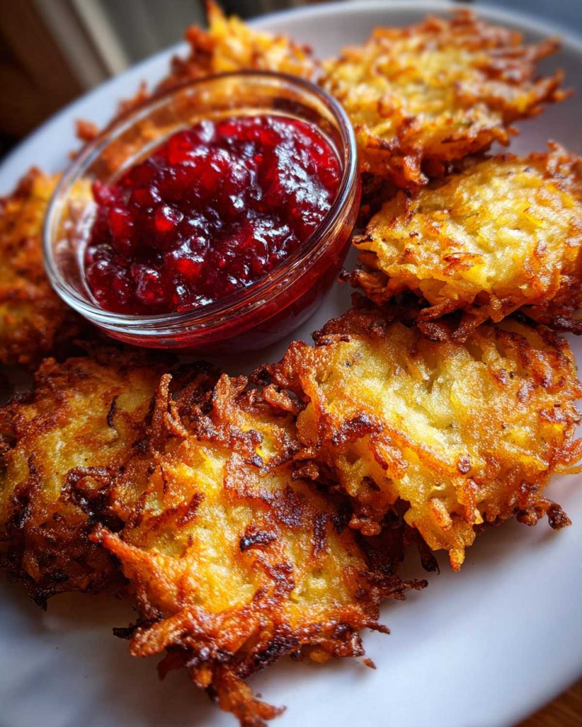 Potato Latkes with Cranberry Chutney - detail 1