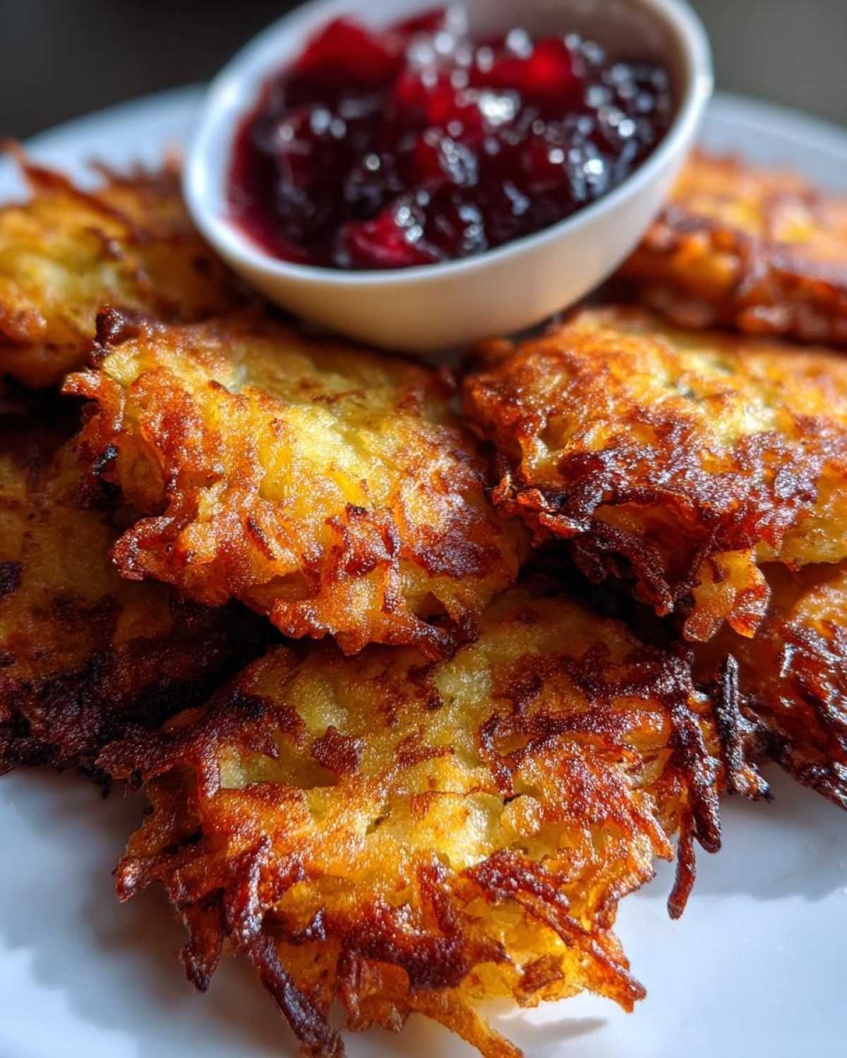 Potato Latkes with Cranberry Chutney - detail 2