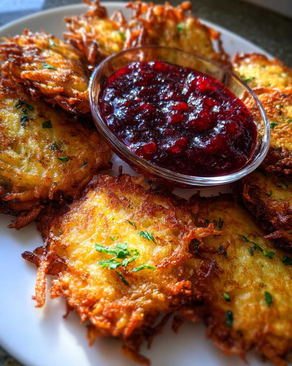 Potato Latkes with Cranberry Chutney - detail 4