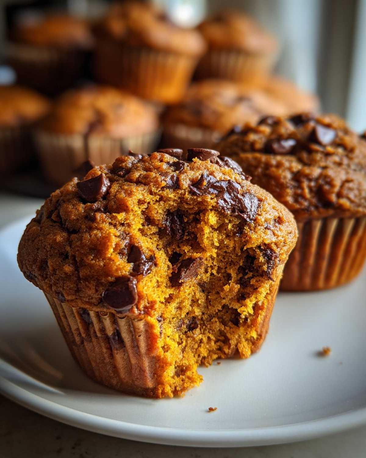 Pumpkin chocolate chip muffins - detail 2
