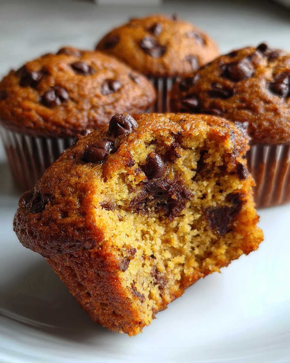 Pumpkin chocolate chip muffins - detail 4