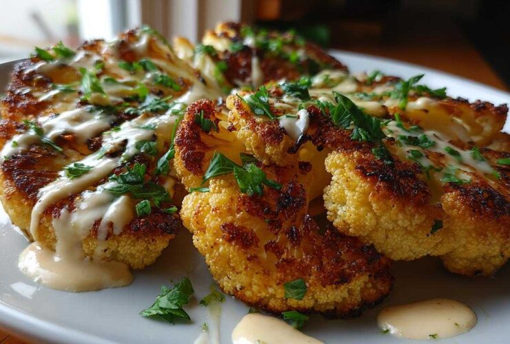 Roasted Cauliflower Steaks with Tahini Sauce
