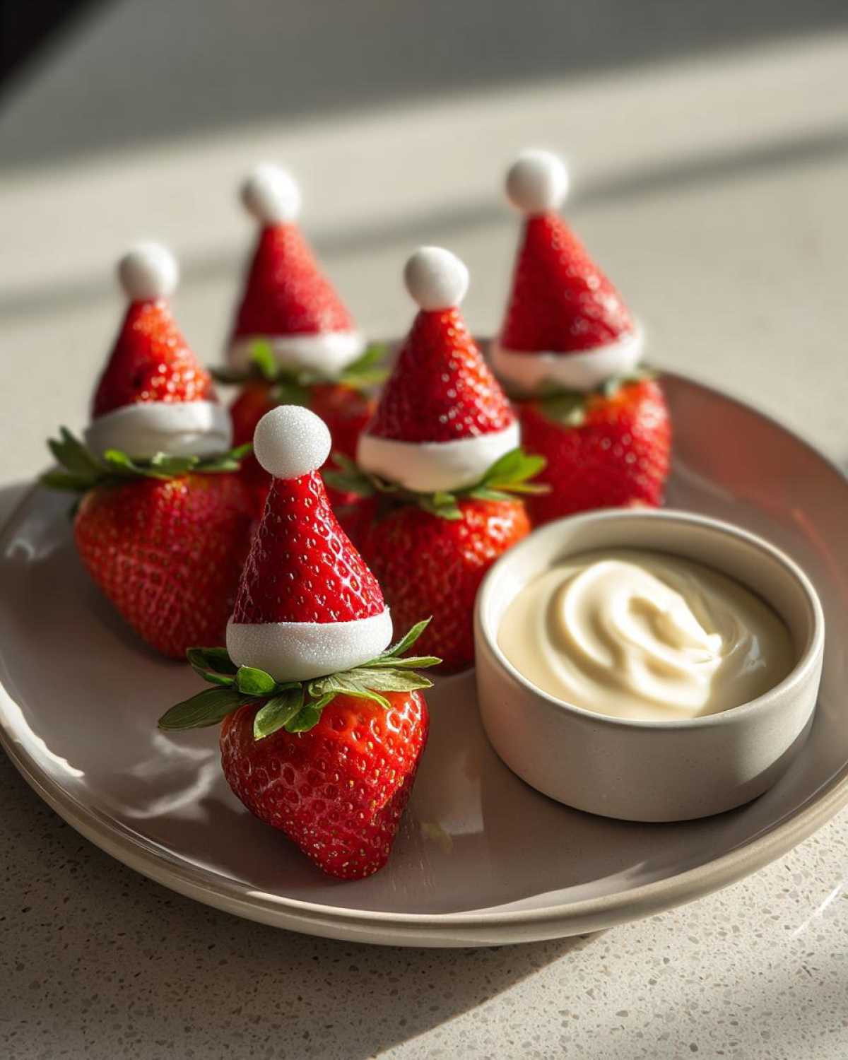 Santa Hat Strawberries with Yogurt Dip - detail 1