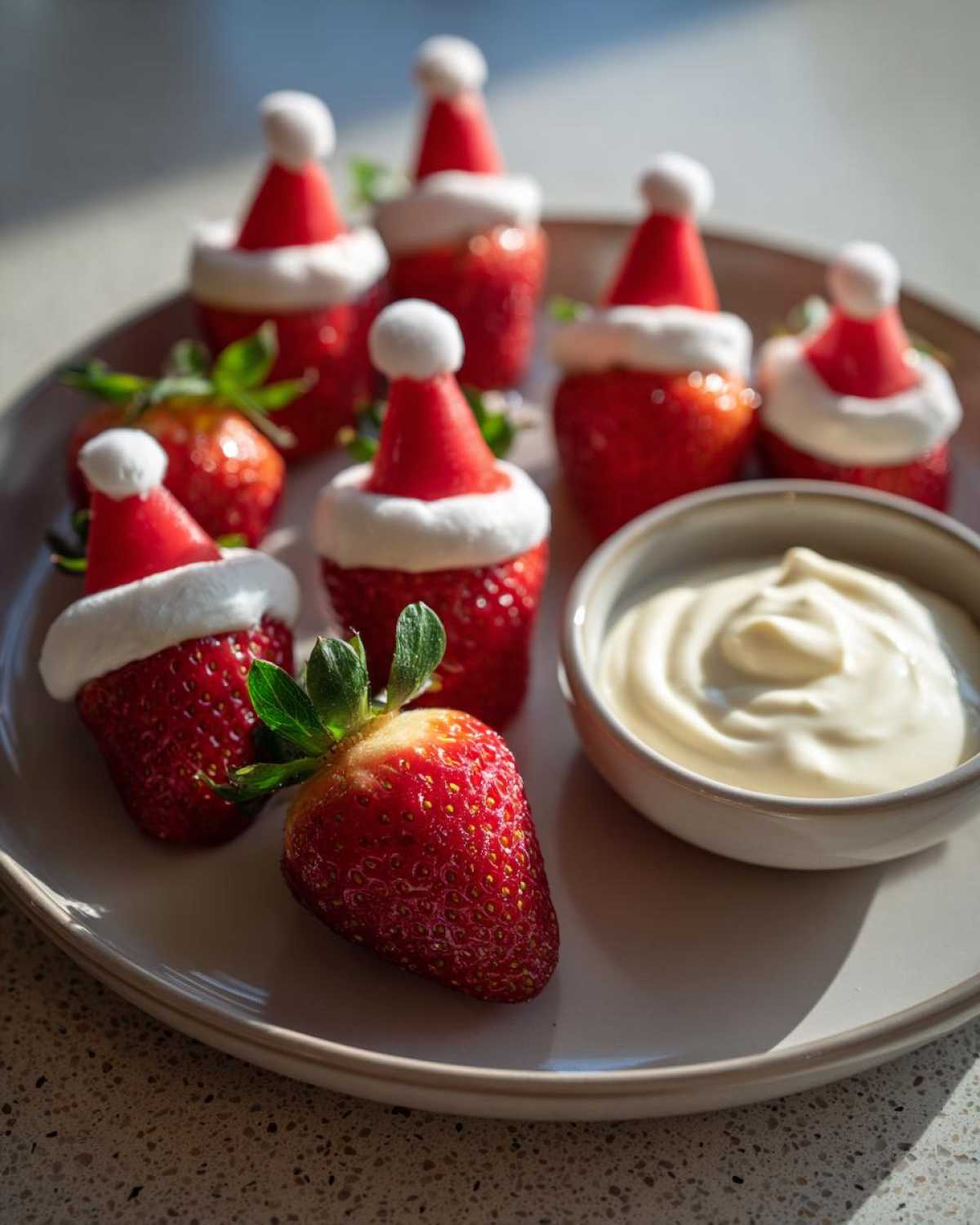 Santa Hat Strawberries with Yogurt Dip - detail 3