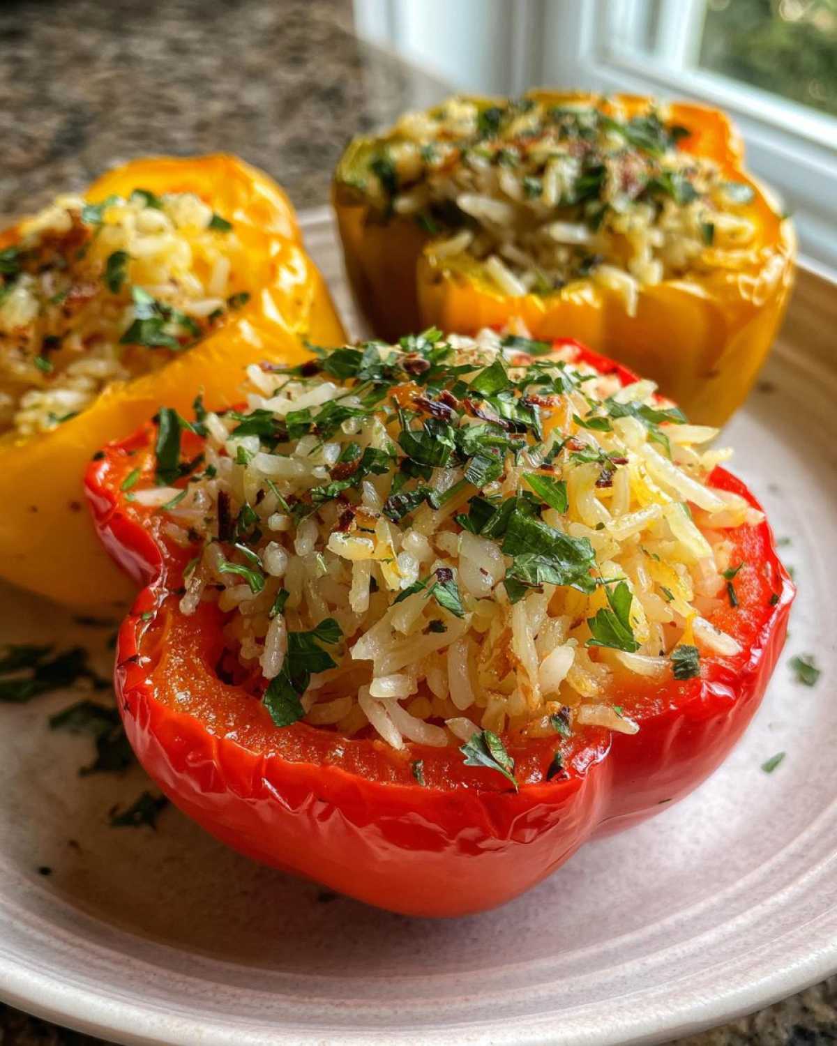 Savory Stuffed Bell Peppers with Rice and Herbs - detail 1