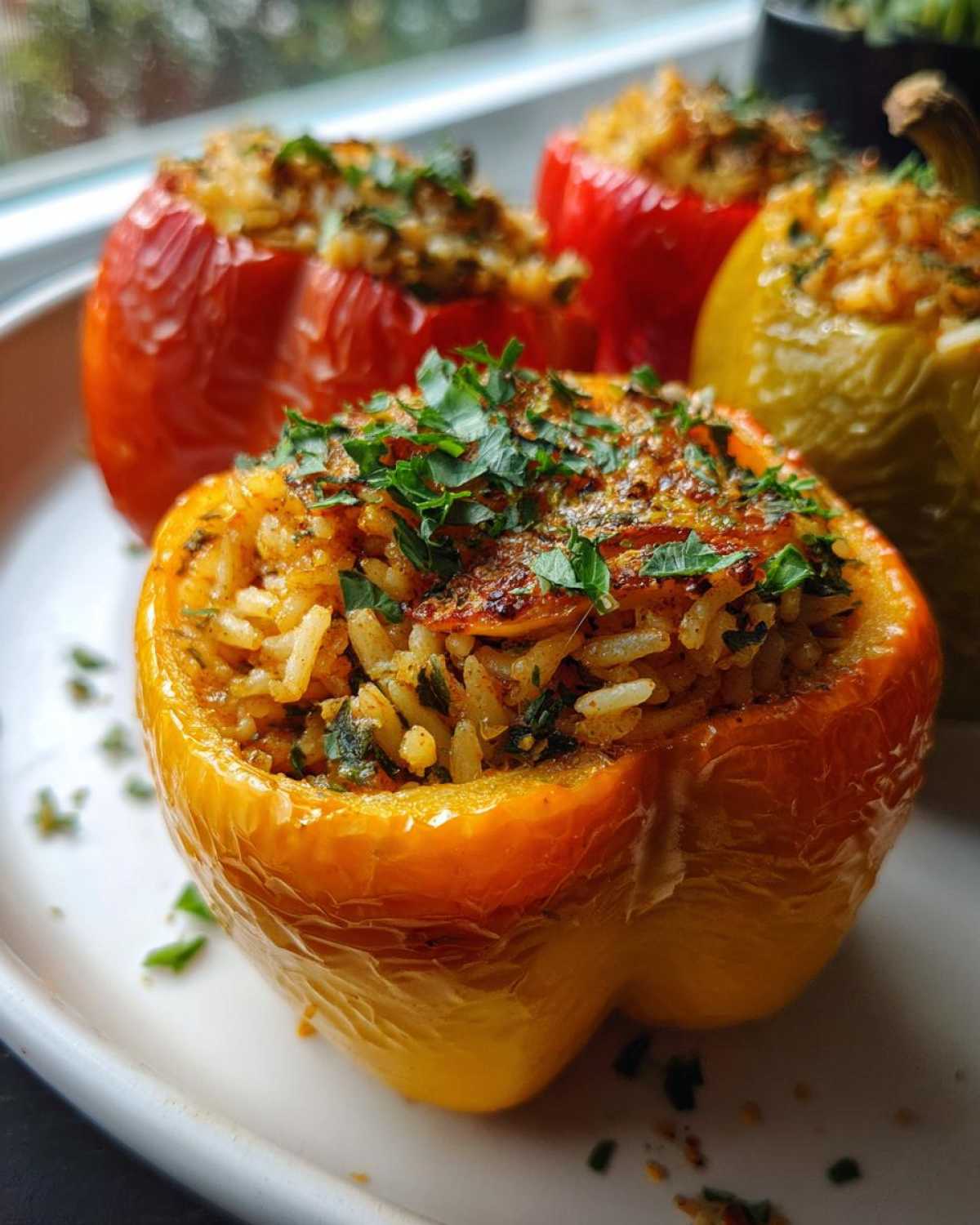 Savory Stuffed Bell Peppers with Rice and Herbs - detail 2