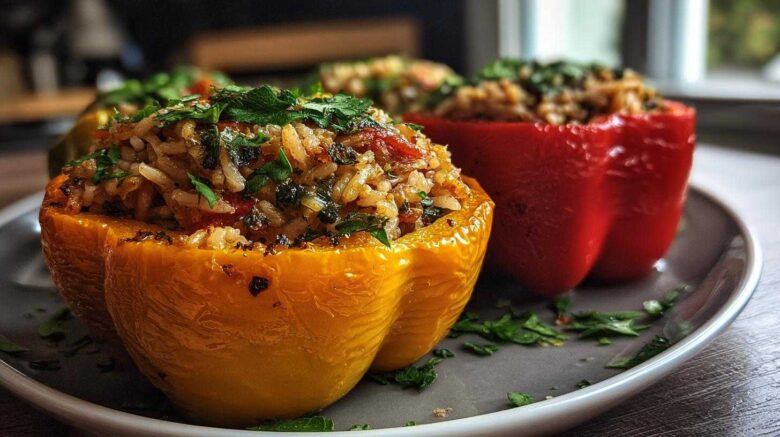 Savory Stuffed Bell Peppers with Rice and Herbs