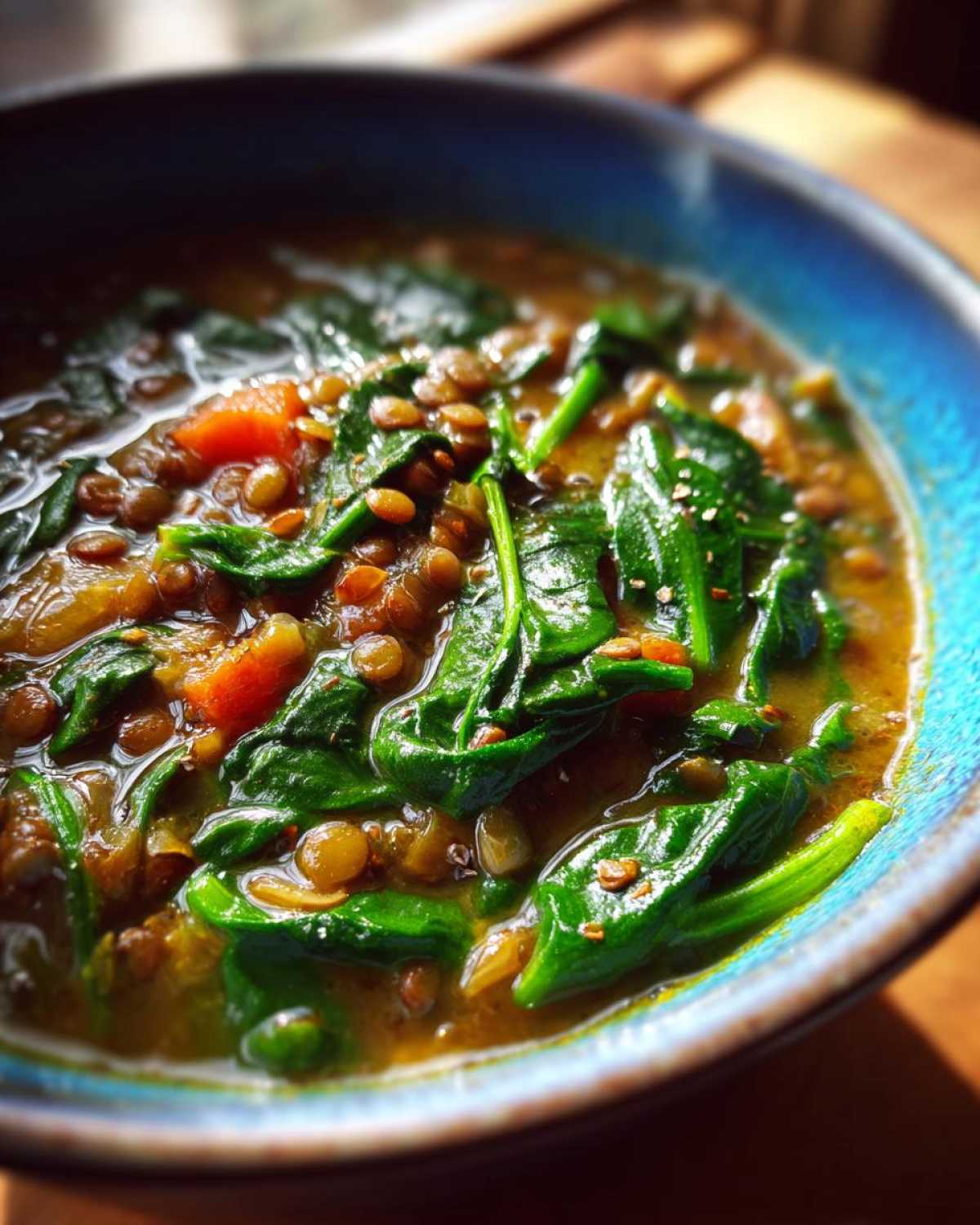 Slow Cooker Lentil and Spinach Soup - detail 1