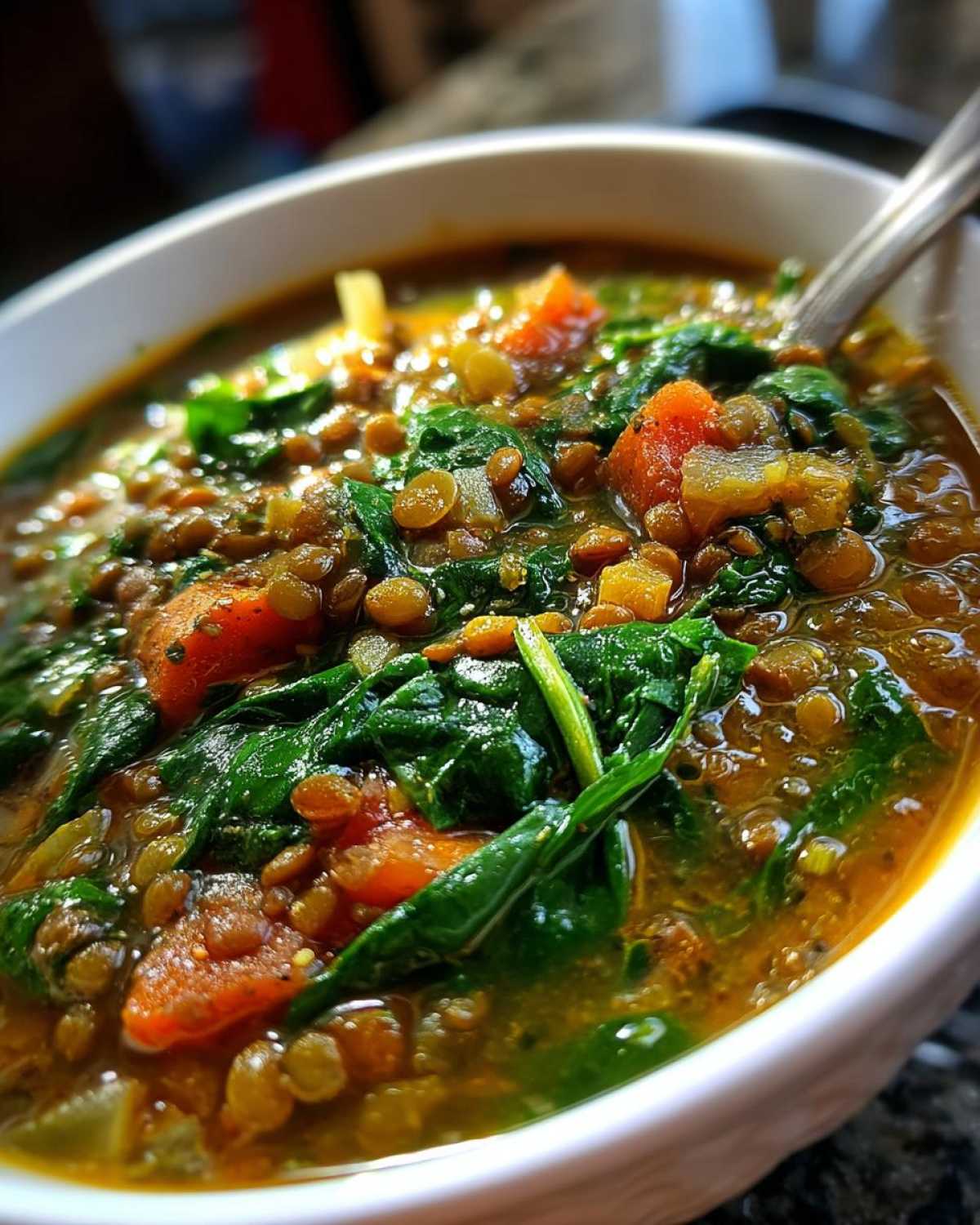 Slow Cooker Lentil and Spinach Soup - detail 2
