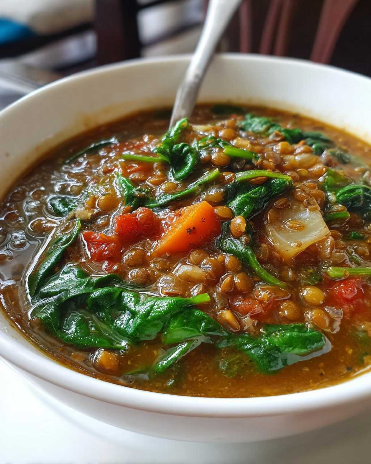 Slow Cooker Lentil and Spinach Soup - detail 3