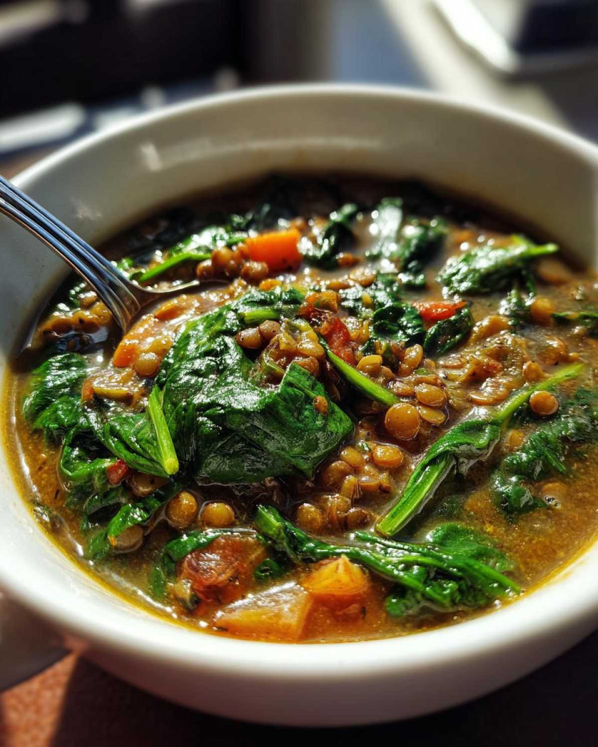 Slow Cooker Lentil and Spinach Soup - detail 4