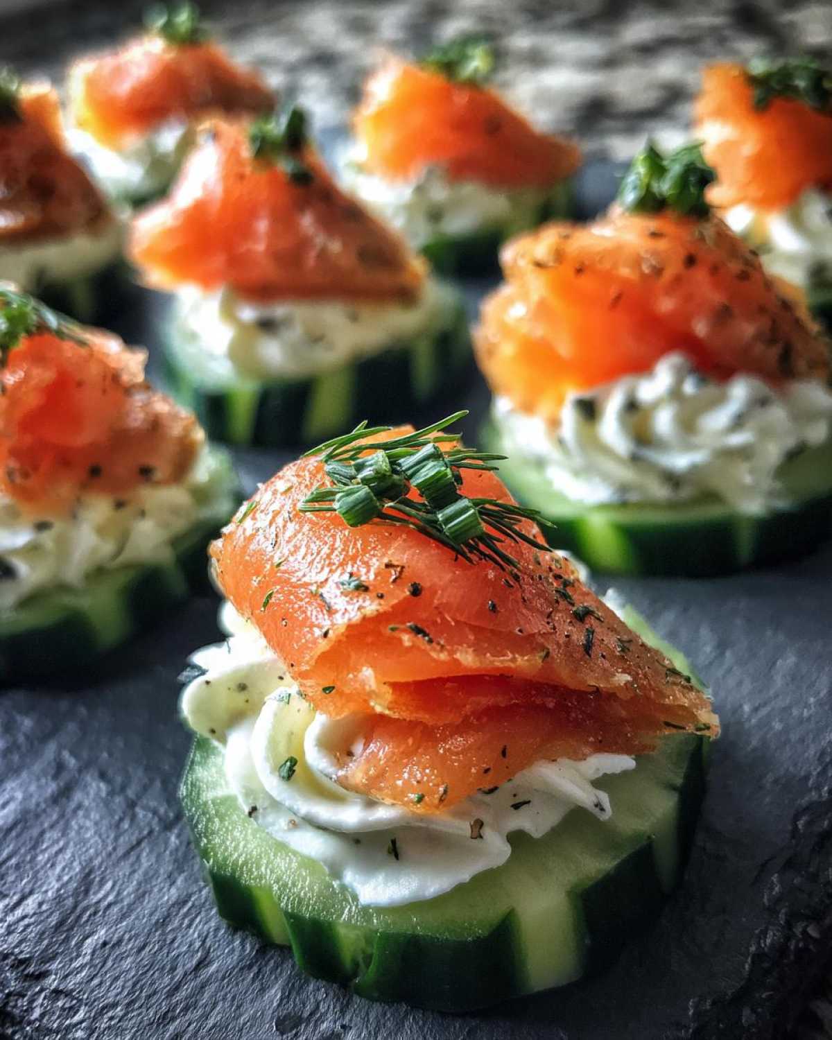 Smoked Salmon Cucumber Canapés - detail 2